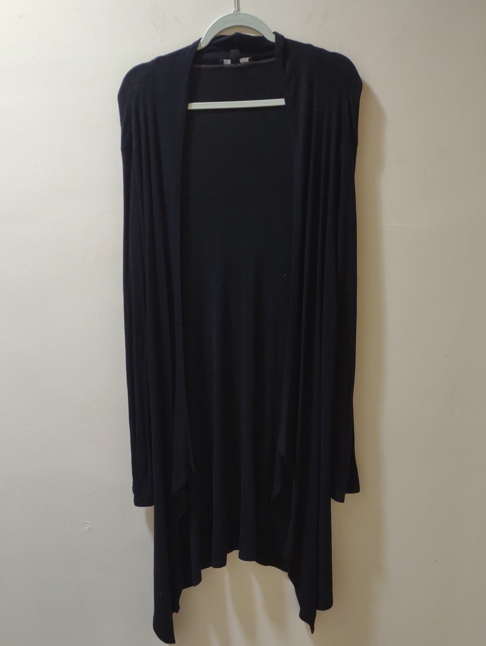 INC International Concepts Black Open-Front Drape Cardigan